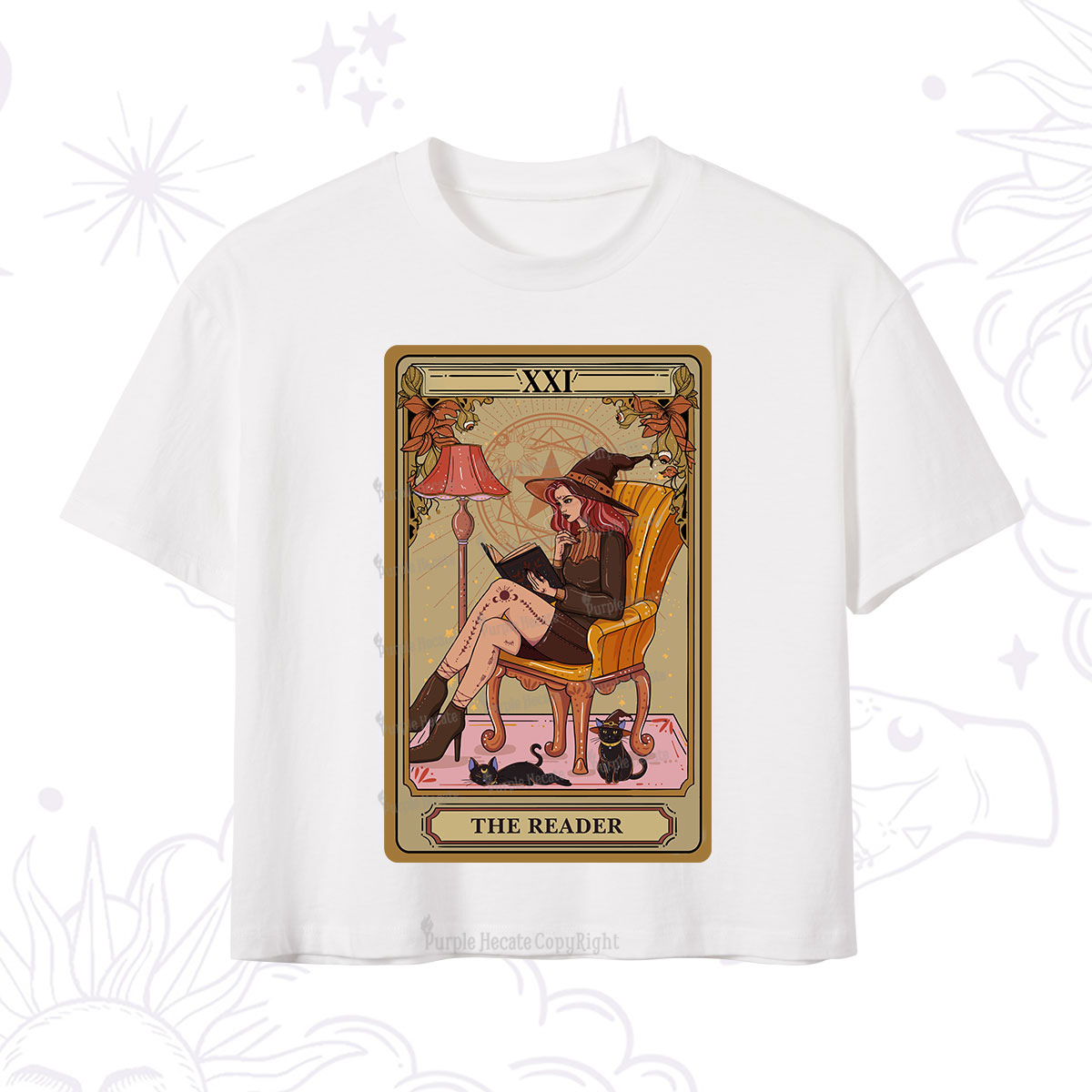 Purplehecate The Reader ?C Cat Mom Tarot Crop T-Shirt