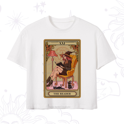 Purplehecate The Reader ?C Cat Mom Tarot Crop T-Shirt