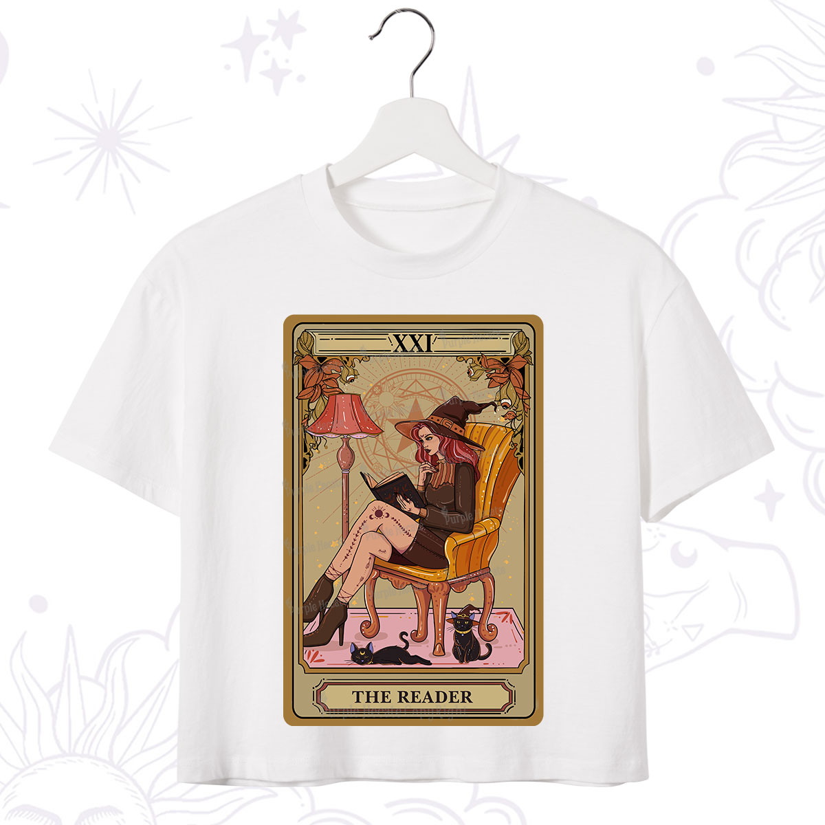 Purplehecate The Reader ?C Cat Mom Tarot Crop T-Shirt