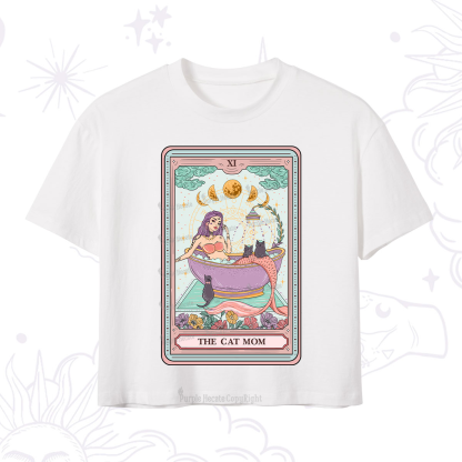 Purplehecate The Cat Mermaid Mom Tarot Card Crop T-Shirt