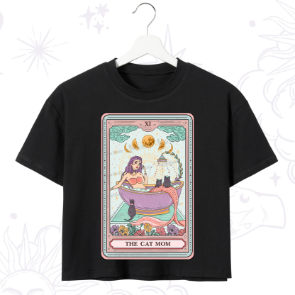 Purplehecate The Cat Mermaid Mom Tarot Card Crop T-Shirt