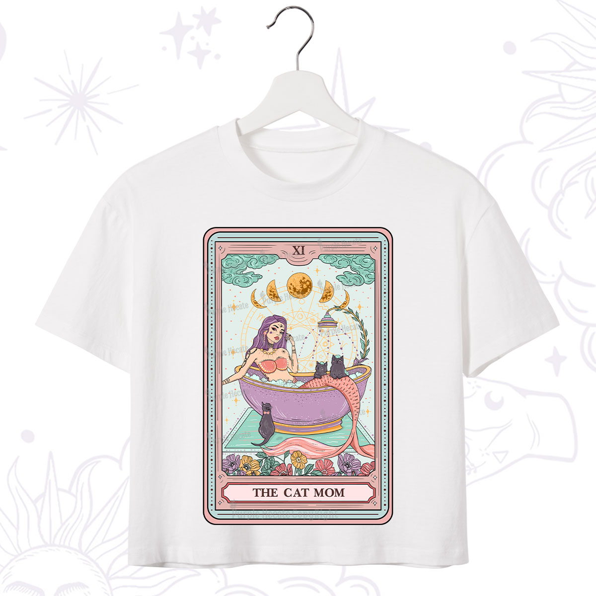 Purplehecate The Cat Mermaid Mom Tarot Card Crop T-Shirt