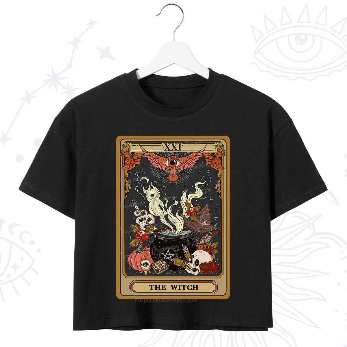 Purplehecate The Witch Magical Tarot Crop T-Shirt