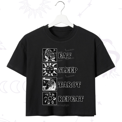 Purplehecate Eat Sleep Tarot Repeat Crop T-Shirt
