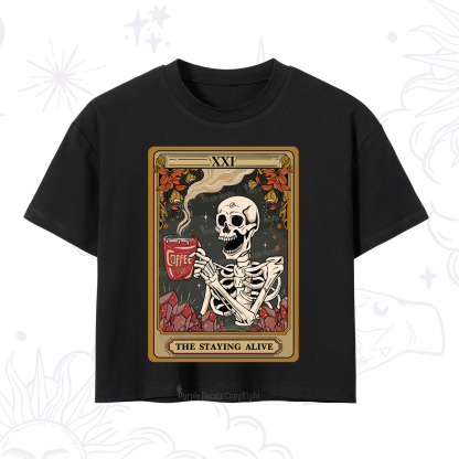 Purplehecate The Staying Alive Tarot Card Crop T-Shirt