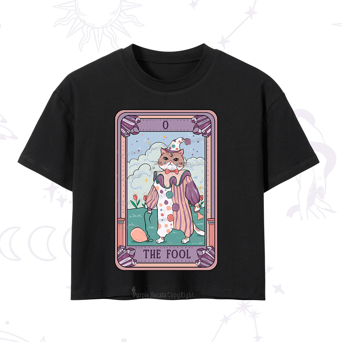 Purplehecate The Fool Cat Tarot Crop T-Shirt