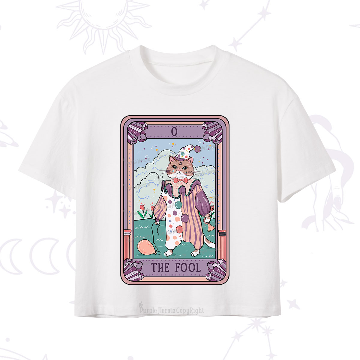 Purplehecate The Fool Cat Tarot Crop T-Shirt