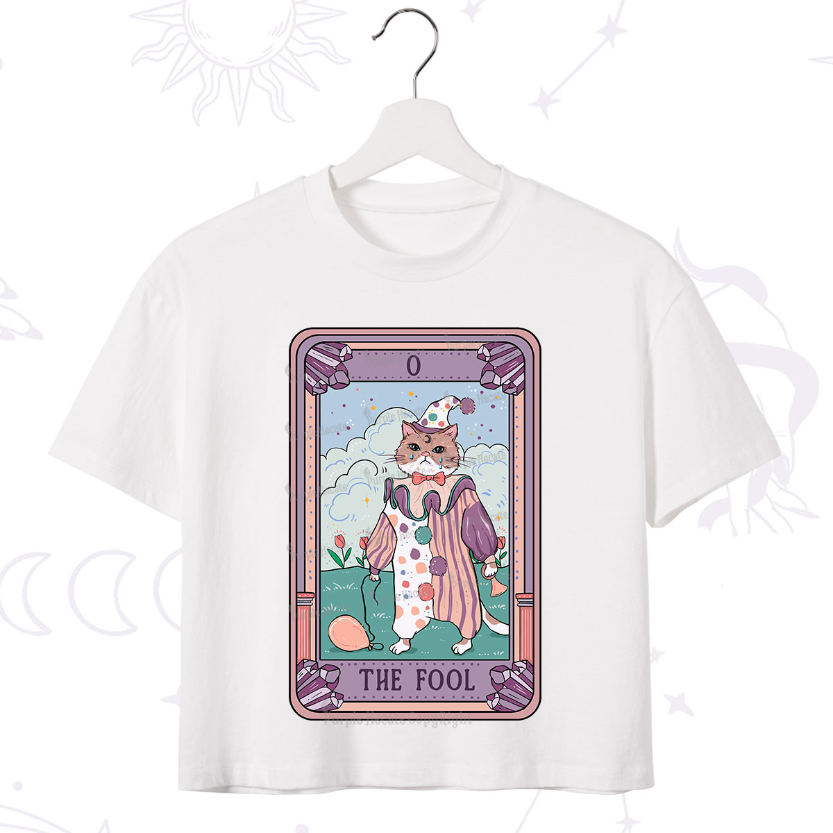 Purplehecate The Fool Cat Tarot Crop T-Shirt
