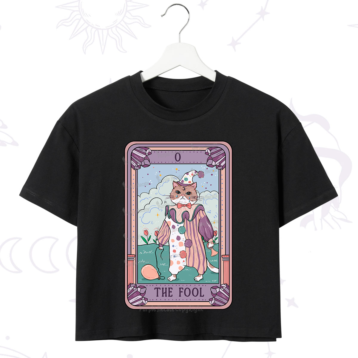 Purplehecate The Fool Cat Tarot Crop T-Shirt