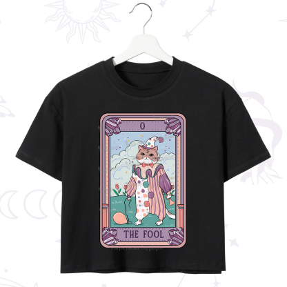 Purplehecate The Fool Cat Tarot Crop T-Shirt