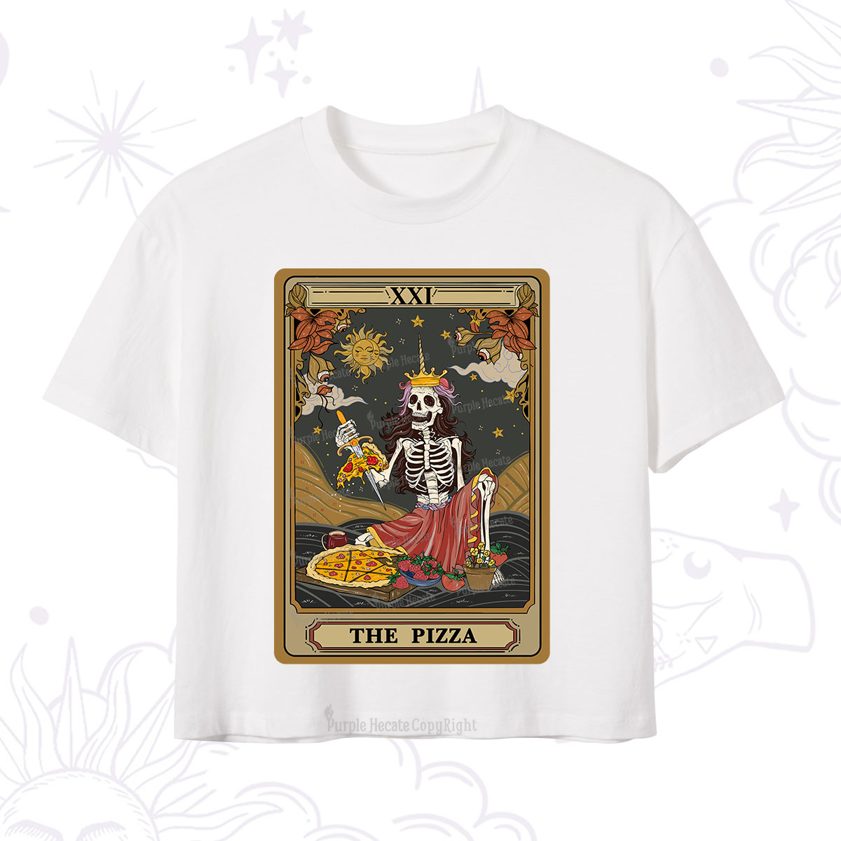 Purplehecate The Pizza Tarot Card Crop T-Shirt