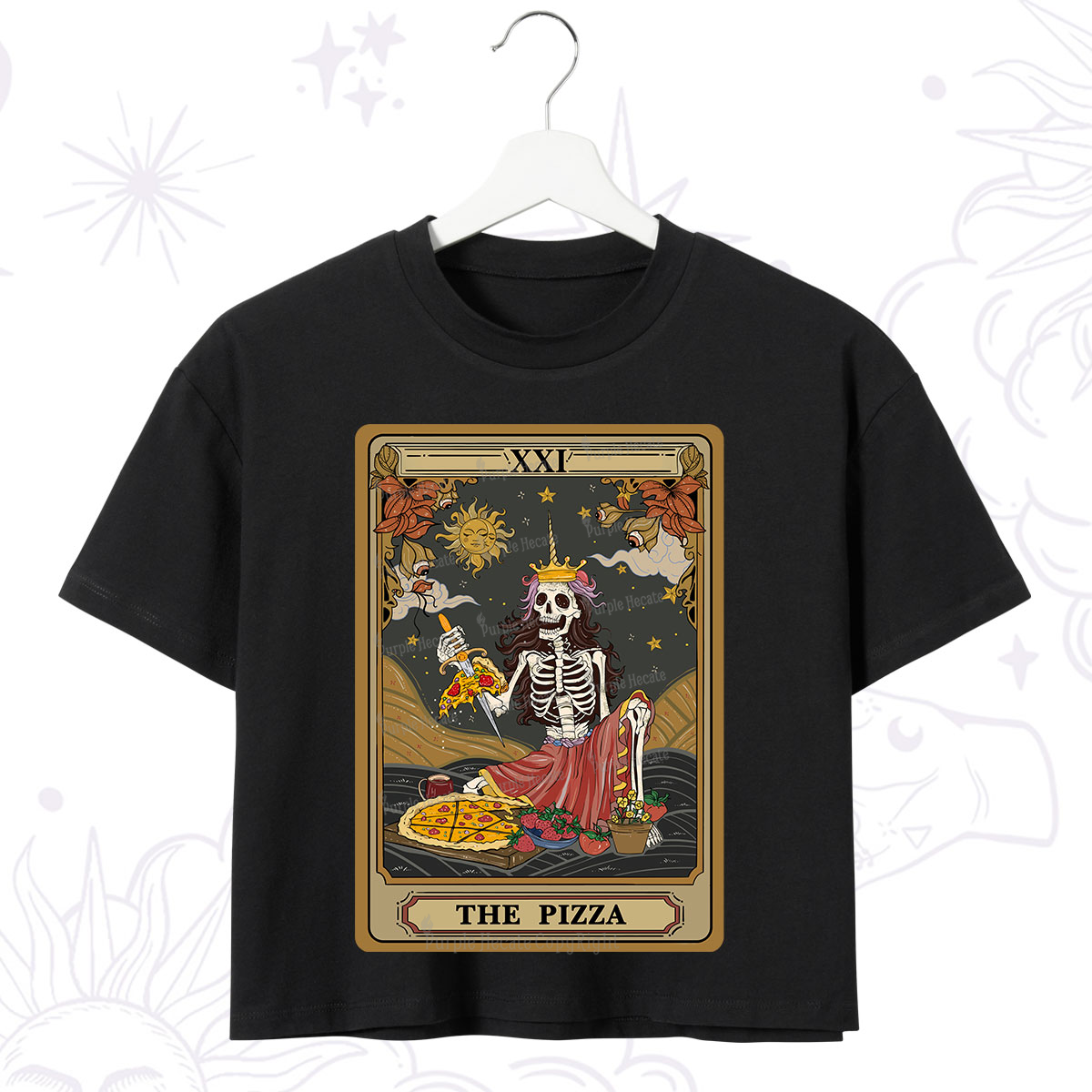 Purplehecate The Pizza Tarot Card Crop T-Shirt