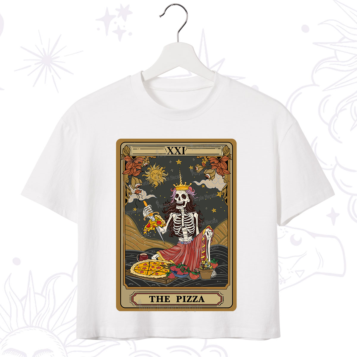 Purplehecate The Pizza Tarot Card Crop T-Shirt