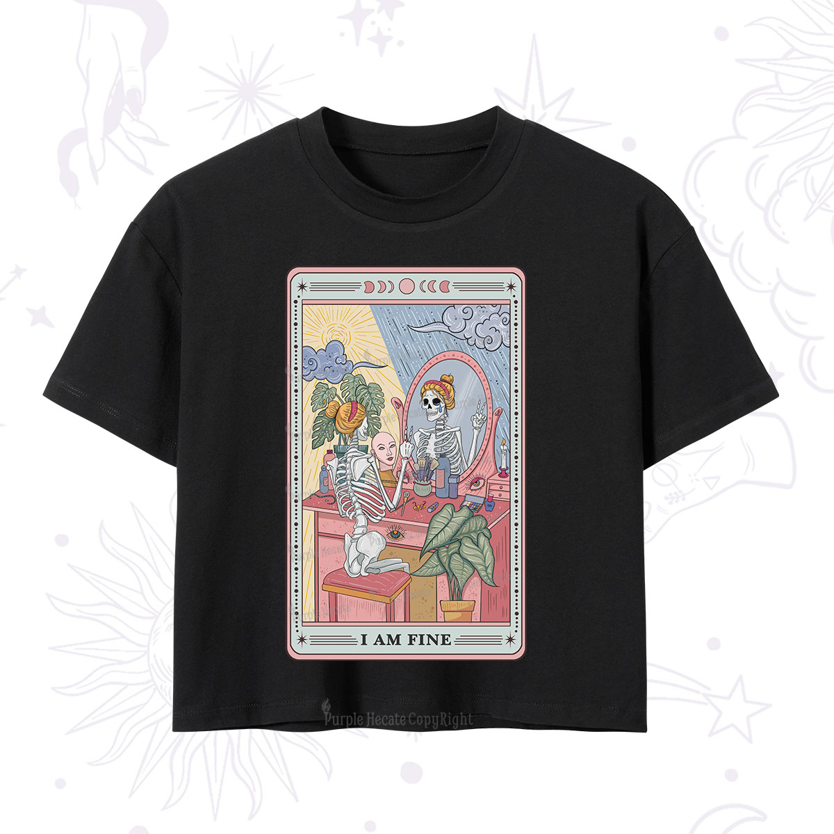 Purplehecate I Am Fine Tarot Card Crop T-Shirt