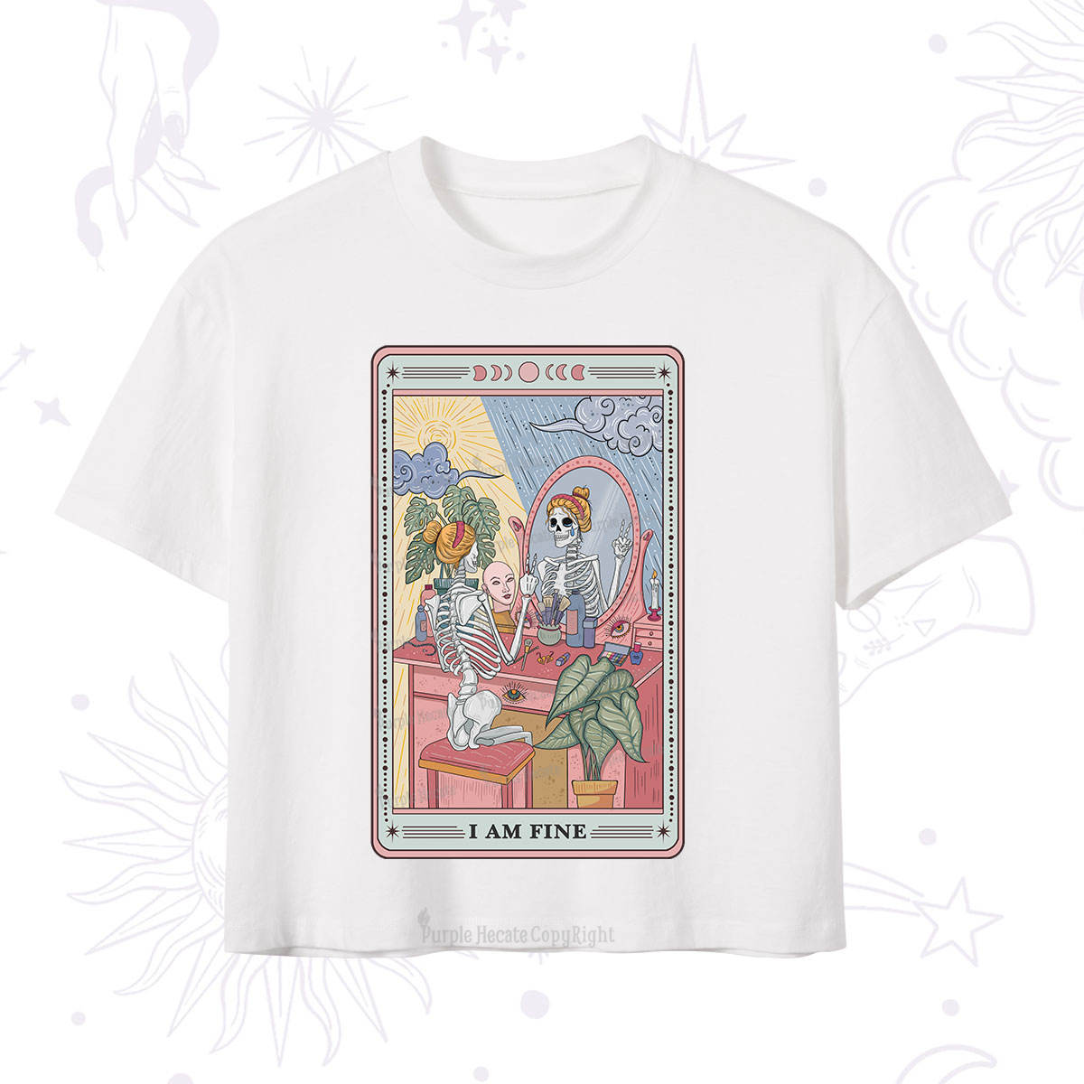 Purplehecate I Am Fine Tarot Card Crop T-Shirt