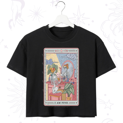 Purplehecate I Am Fine Tarot Card Crop T-Shirt