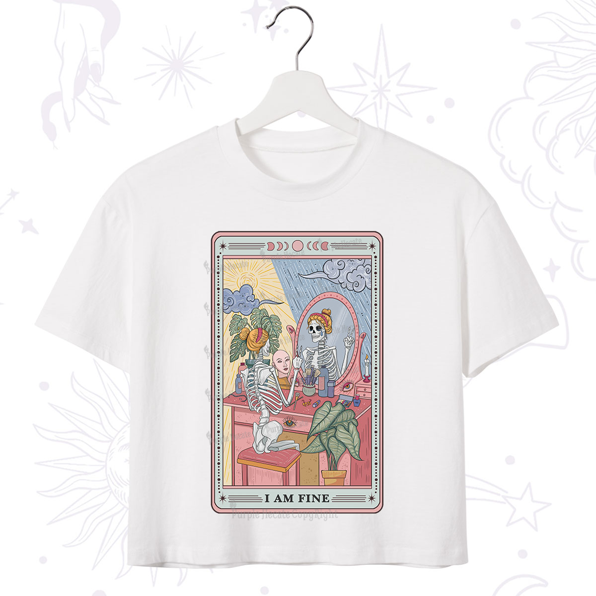 Purplehecate I Am Fine Tarot Card Crop T-Shirt