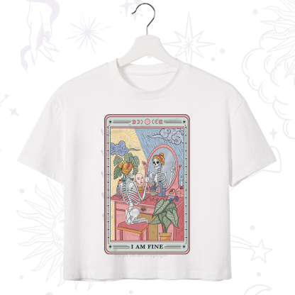Purplehecate I Am Fine Tarot Card Crop T-Shirt