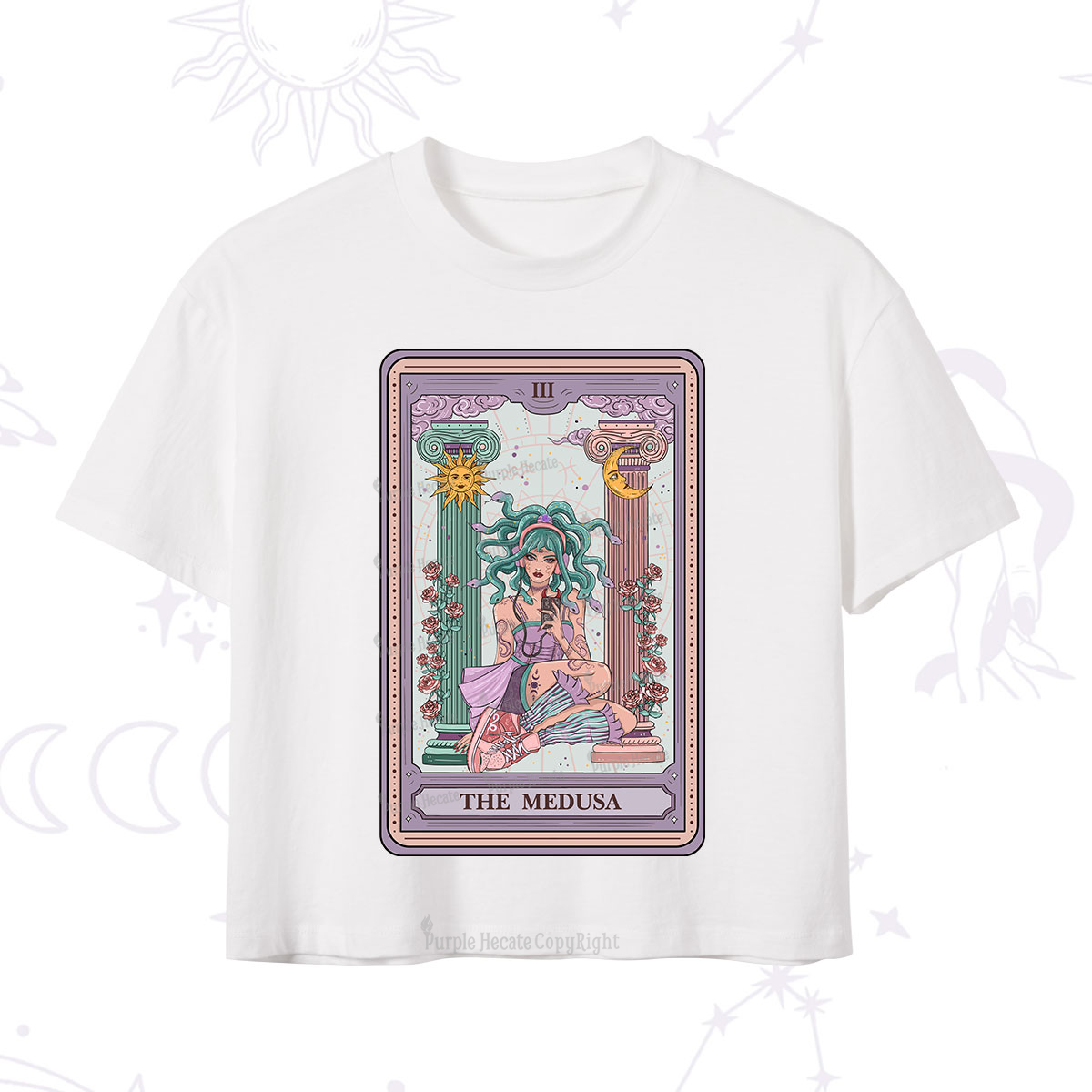 Purplehecate The Fashionable Medusa Tarot Card Crop T-Shirt