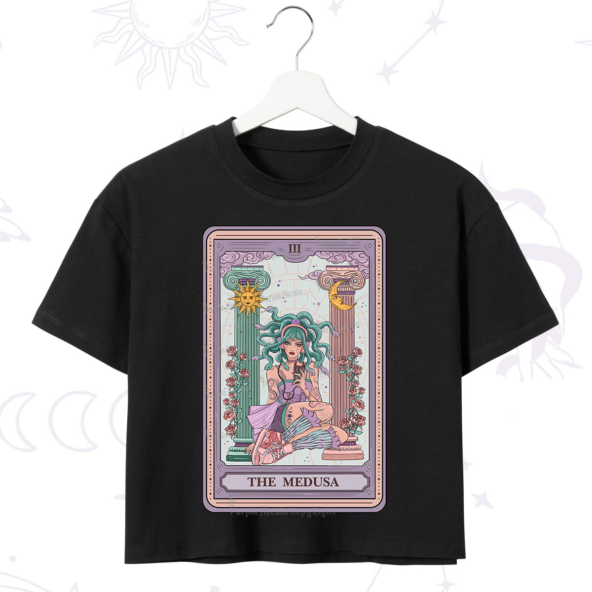 Purplehecate The Fashionable Medusa Tarot Card Crop T-Shirt
