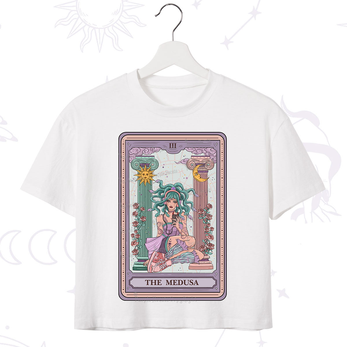 Purplehecate The Fashionable Medusa Tarot Card Crop T-Shirt