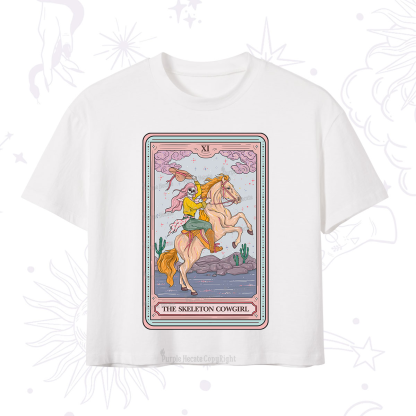Purplehecate The Skeleton Cowgirl Tarot Card Crop T-Shirt