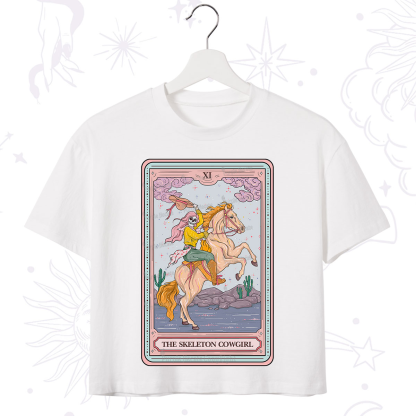 Purplehecate The Skeleton Cowgirl Tarot Card Crop T-Shirt