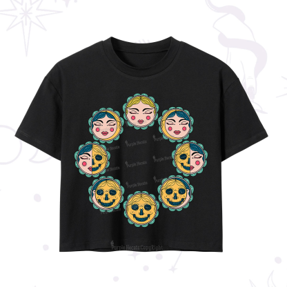 Purplehecate Luna Skulls Cycle Crop T-Shirt