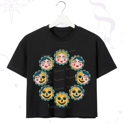 Purplehecate Luna Skulls Cycle Crop T-Shirt