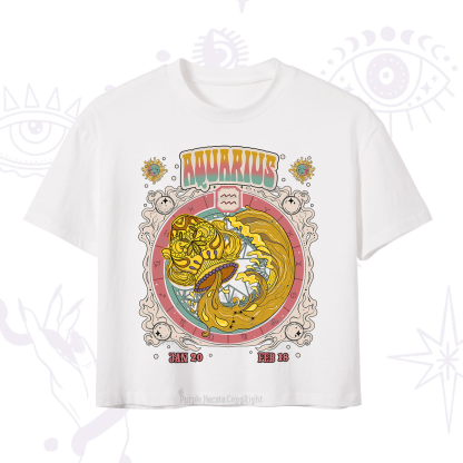 Purplehecate Aquarius Cosmic Zodiac Crop T-Shirt