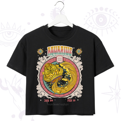 Purplehecate Aquarius Cosmic Zodiac Crop T-Shirt
