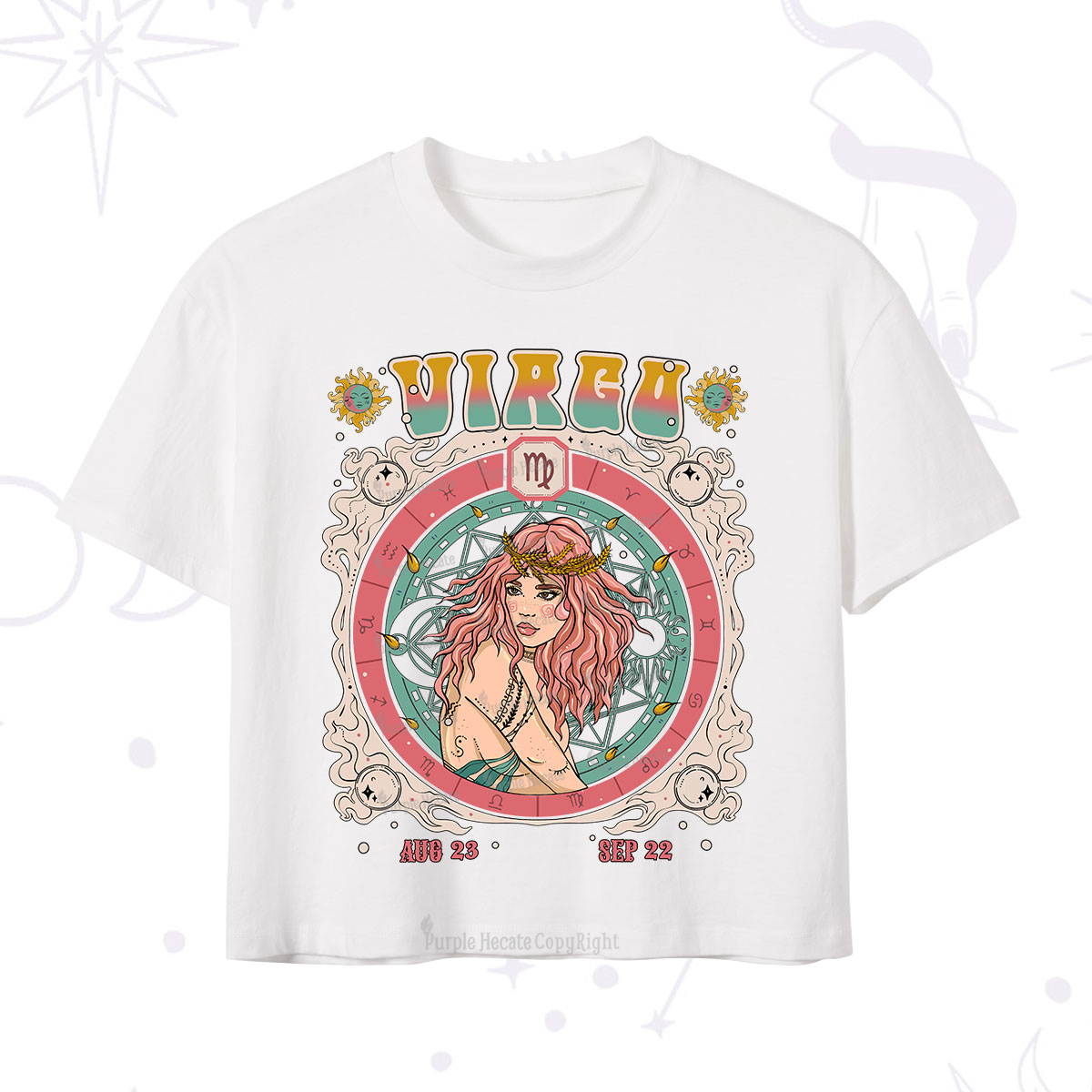 Purplehecate Virgo Cosmic Zodiac Crop T-Shirt