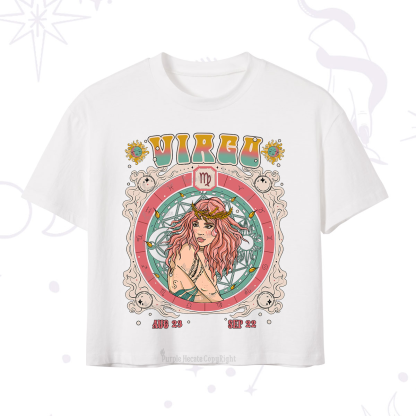 Purplehecate Virgo Cosmic Zodiac Crop T-Shirt