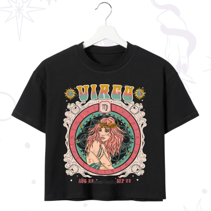 Purplehecate Virgo Cosmic Zodiac Crop T-Shirt