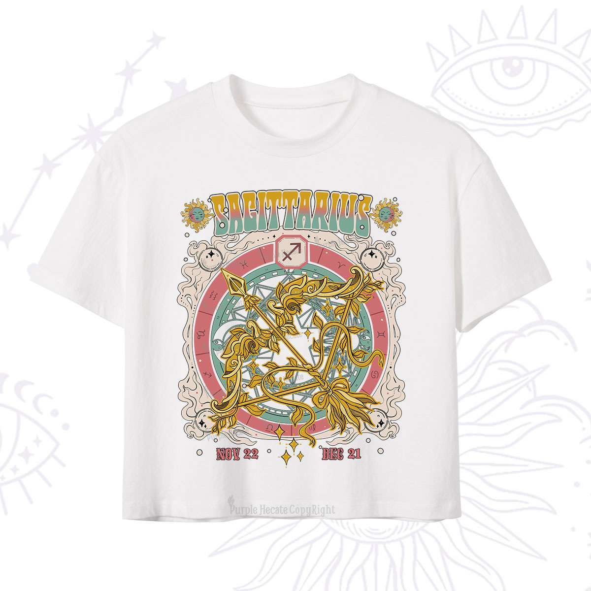 Purplehecate Sagittarius Cosmic Zodiac Crop T-Shirt