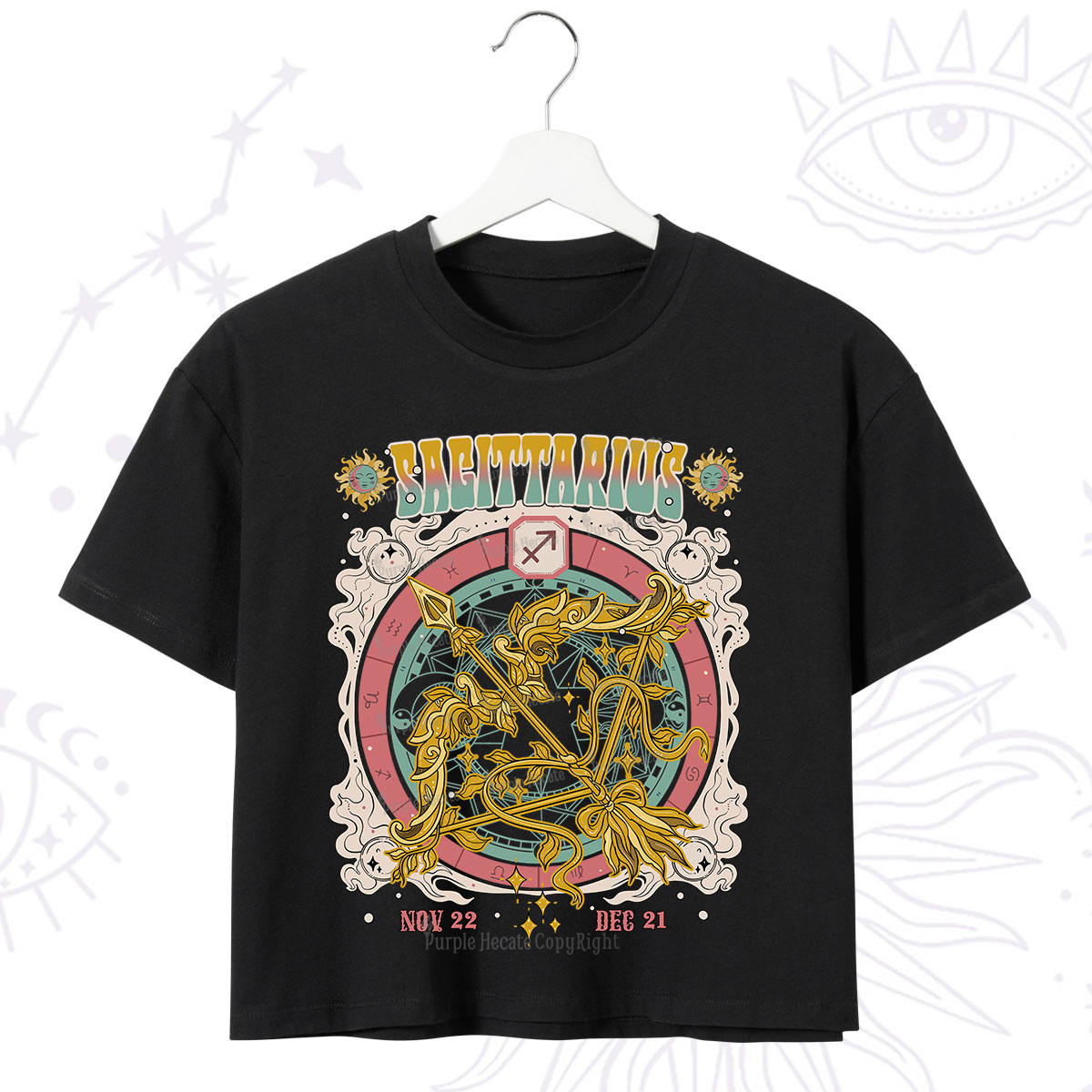 Purplehecate Sagittarius Cosmic Zodiac Crop T-Shirt