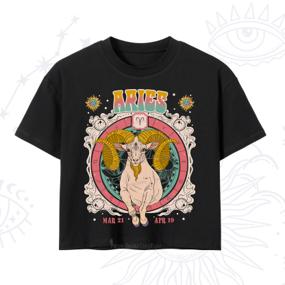 Purplehecate Aries Cosmic Zodiac Crop T-Shirt