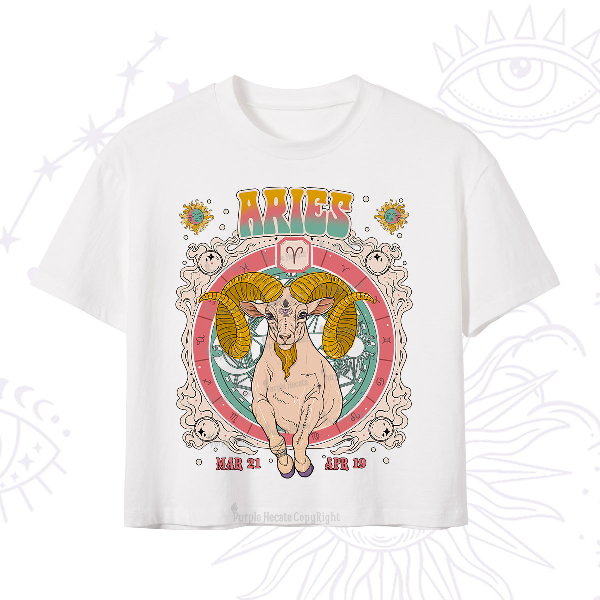 Purplehecate Aries Cosmic Zodiac Crop T-Shirt