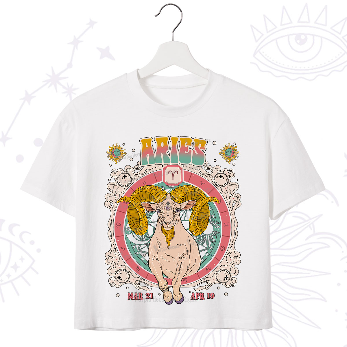 Purplehecate Aries Cosmic Zodiac Crop T-Shirt