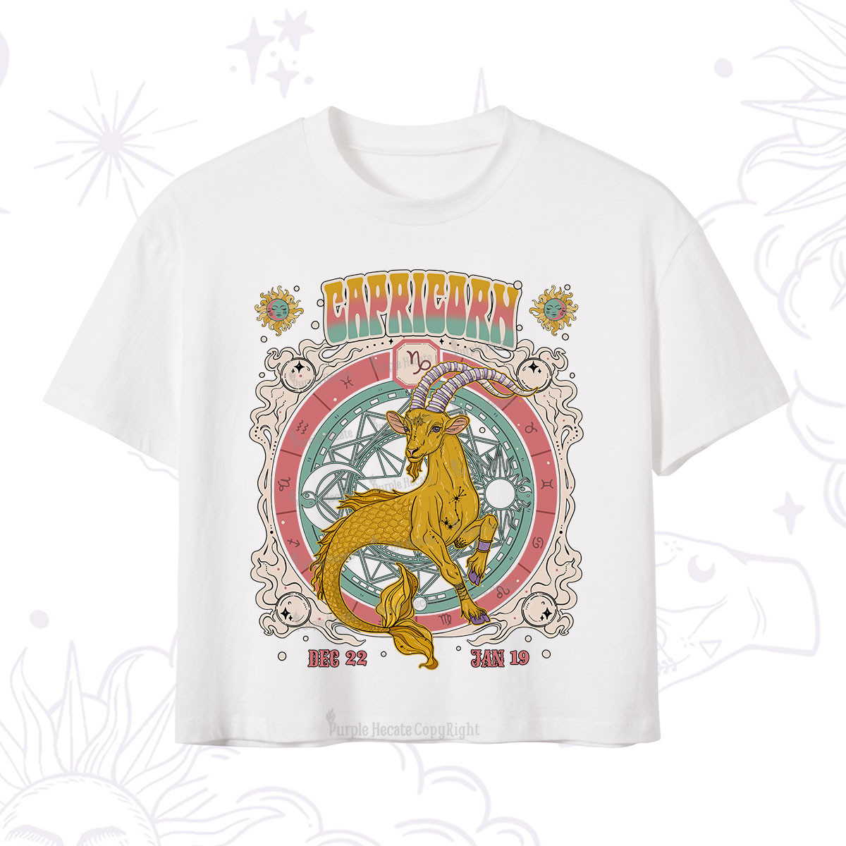 Purplehecate Capricorn Cosmic Zodiac Crop T-Shirt