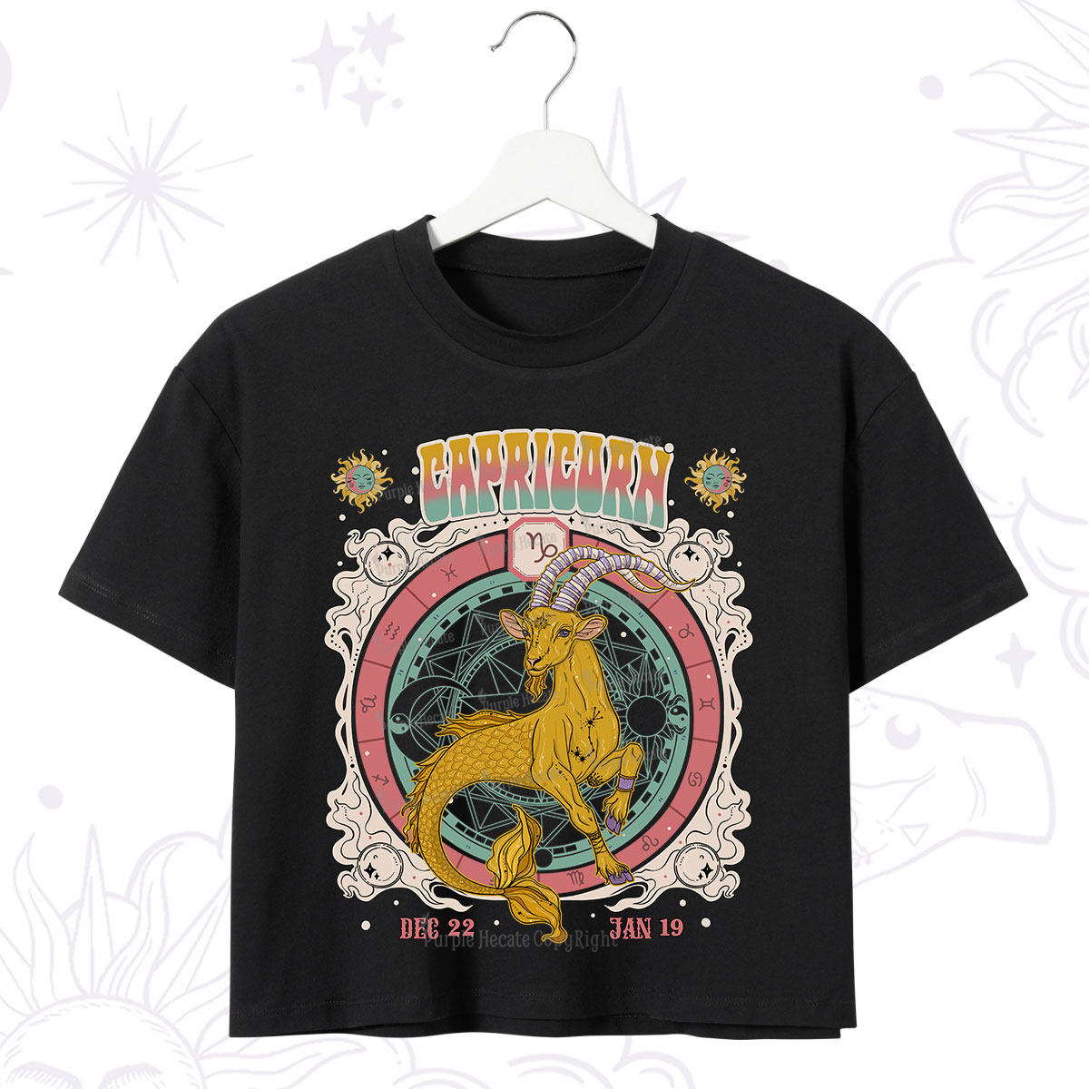 Purplehecate Capricorn Cosmic Zodiac Crop T-Shirt