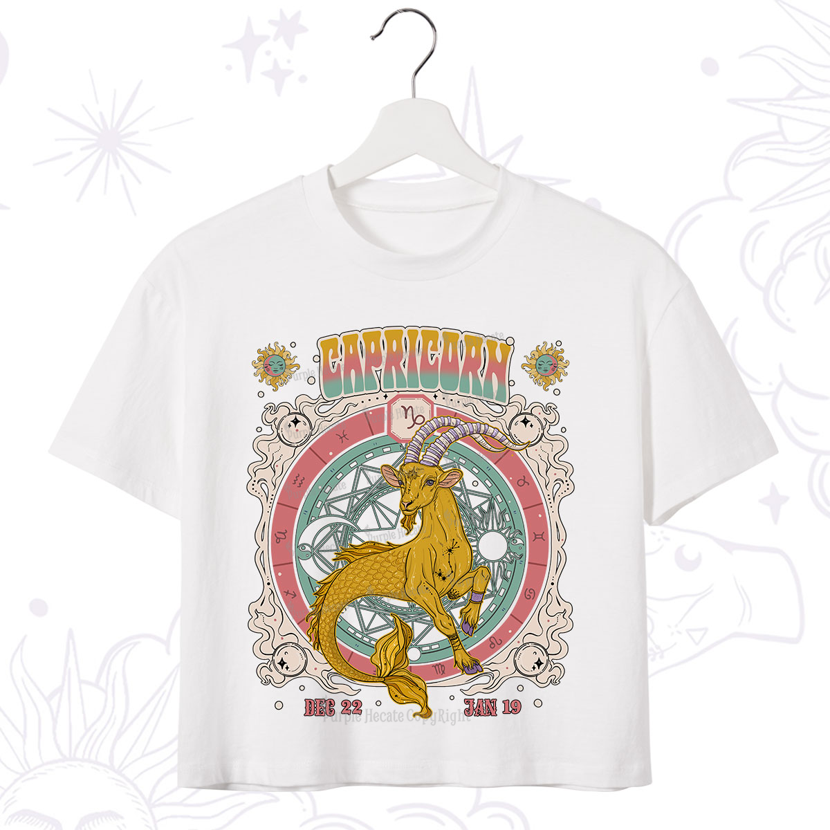 Purplehecate Capricorn Cosmic Zodiac Crop T-Shirt