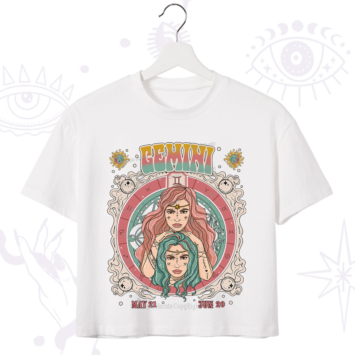 Purplehecate Gemini Cosmic Zodiac Crop T-Shirt