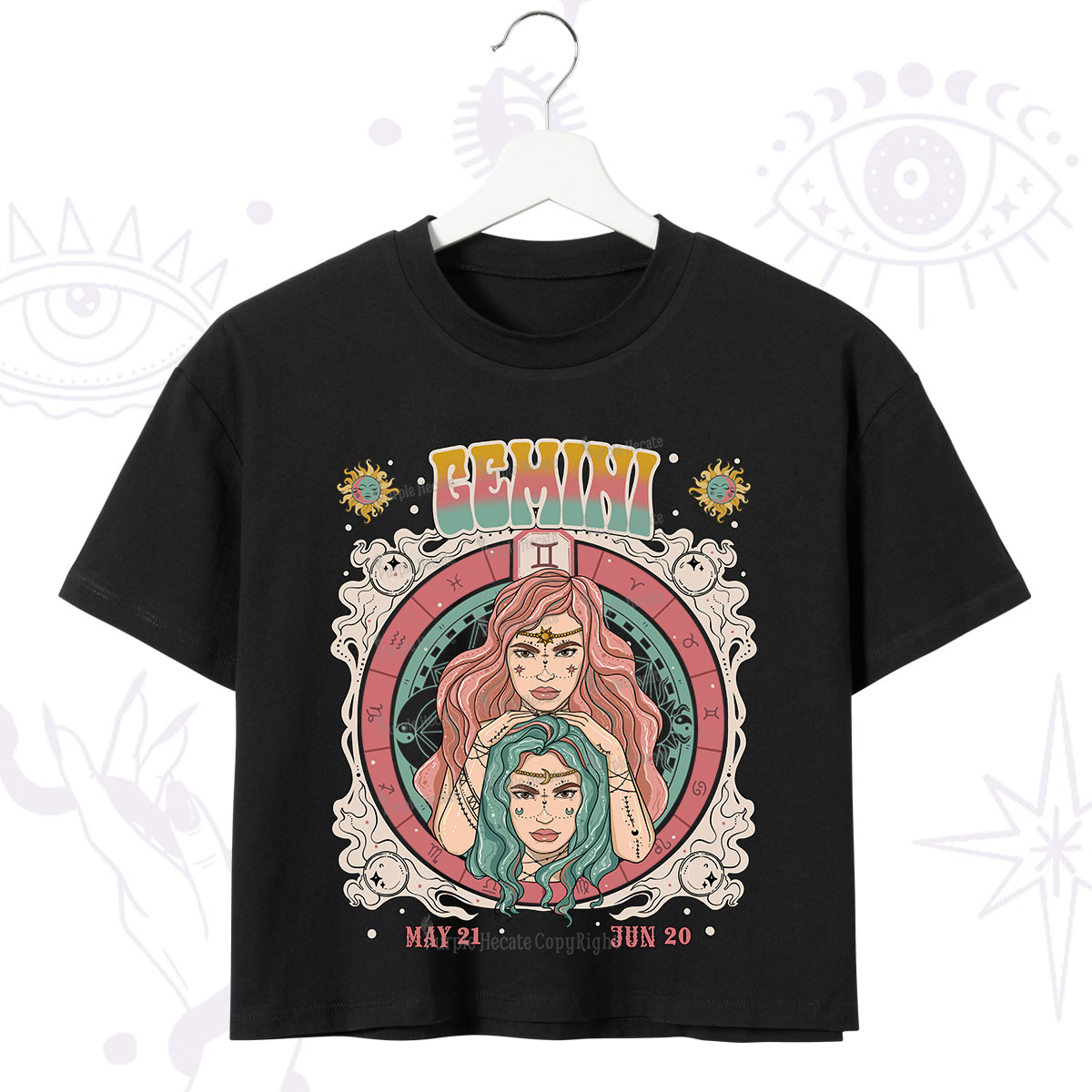 Purplehecate Gemini Cosmic Zodiac Crop T-Shirt