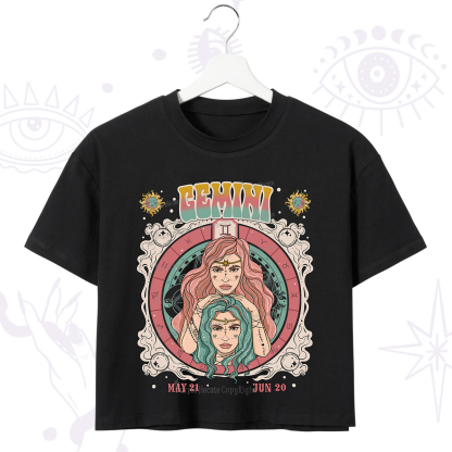 Purplehecate Gemini Cosmic Zodiac Crop T-Shirt