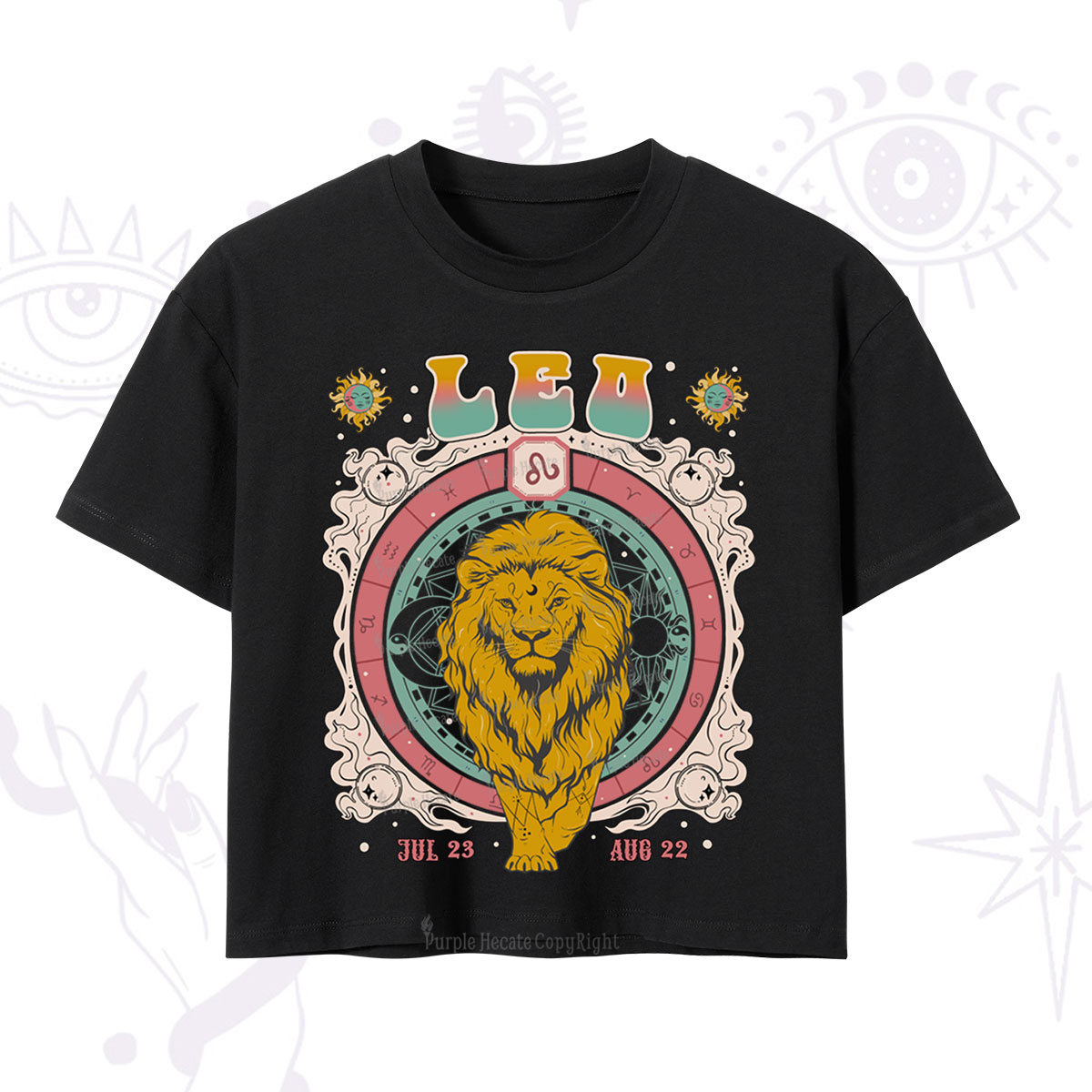 Purplehecate Leo Cosmic Zodiac Crop T-Shirt