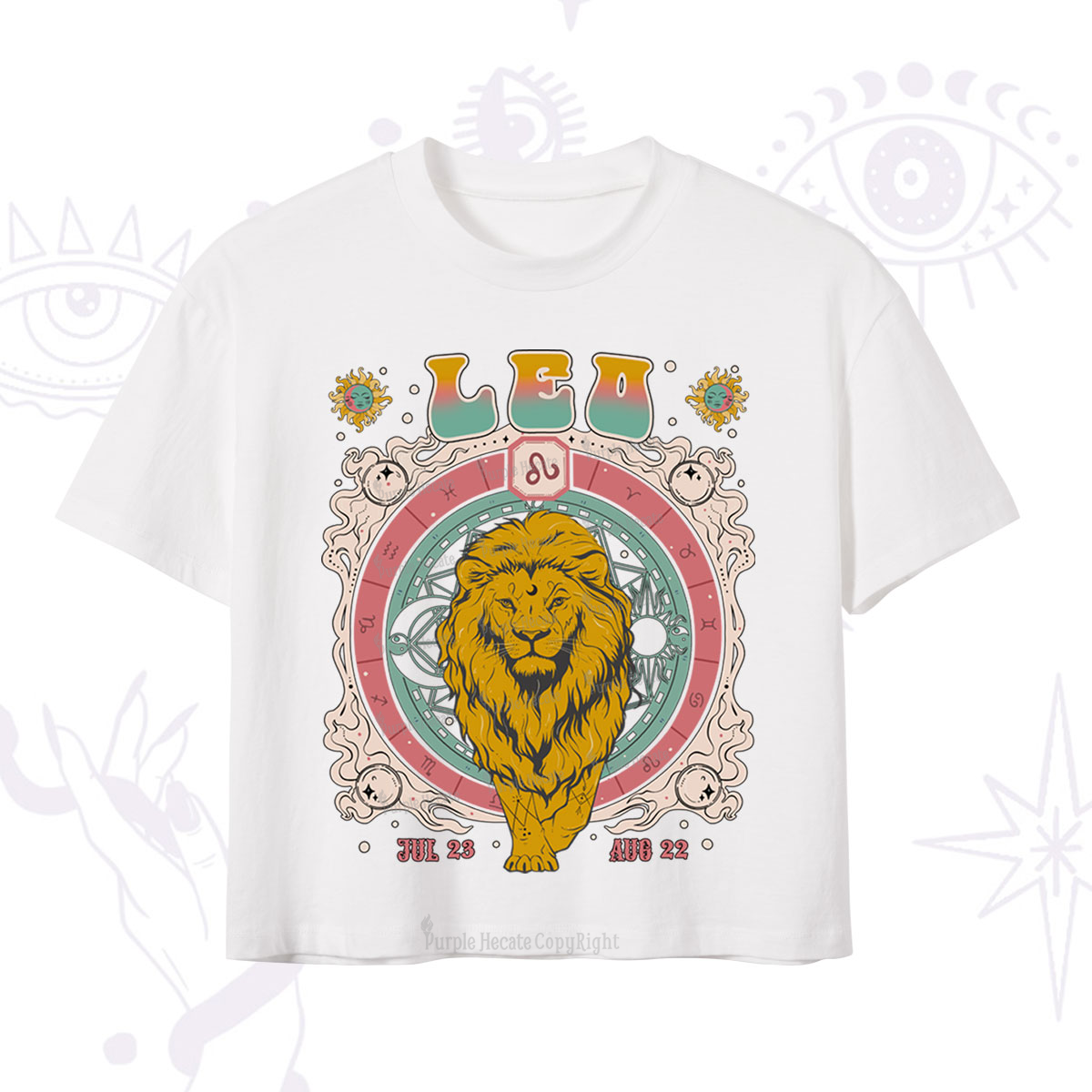 Purplehecate Leo Cosmic Zodiac Crop T-Shirt