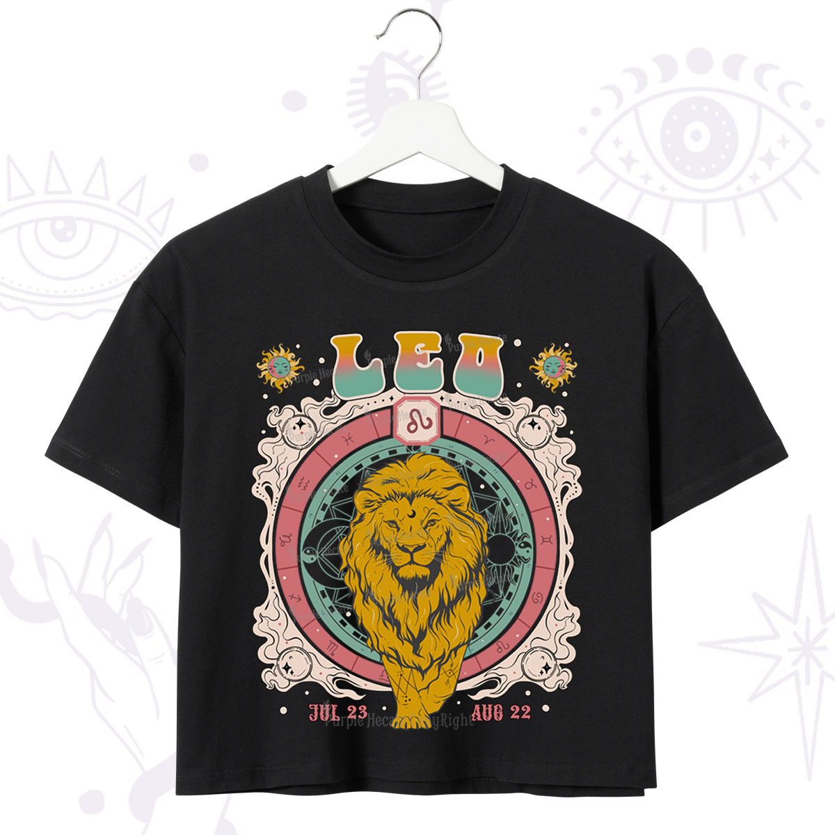Purplehecate Leo Cosmic Zodiac Crop T-Shirt