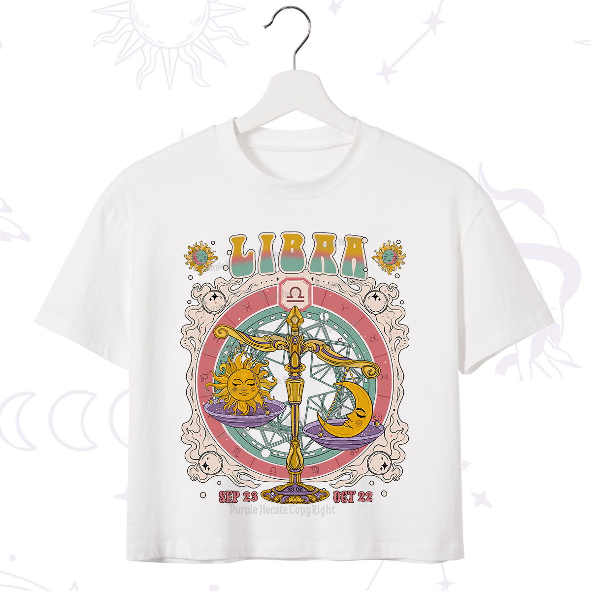 Purplehecate Libra Cosmic Zodiac Crop T-Shirt