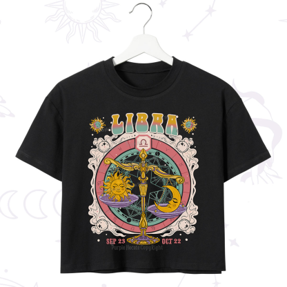 Purplehecate Libra Cosmic Zodiac Crop T-Shirt